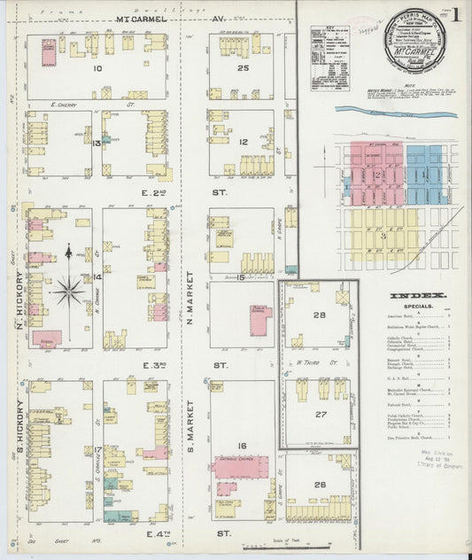 Sanborn Fire Insurance Map from Mount Carmel, Northumberland County, Pennsylvania (1891), Sheet #0001 - Historic Sanborn Fire Insurance Map Print, vintage old map wall art, antique decor, genealogy gift, Pennsylvania Pennsylvania map