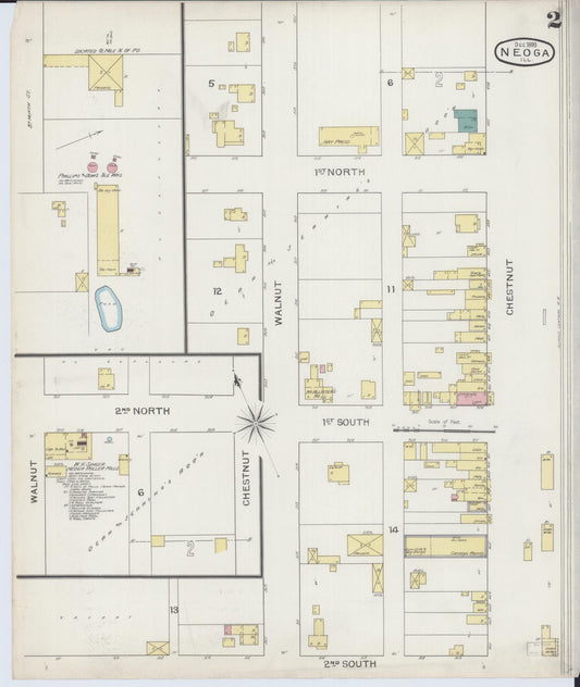 Sanborn Fire Insurance Map from Neoga, Cumberland County, Illinois (1893), Sheet #0002 - Historic Sanborn Fire Insurance Map Print, vintage old map wall art, antique decor, genealogy gift, Illinois Illinois map