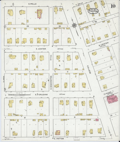 Sanborn Fire Insurance Map from Paxton, Ford County, Illinois (1921), Sheet #0010 - Complete Map Set gallery image, historic Sanborn map, vintage wall art, Illinois Illinois