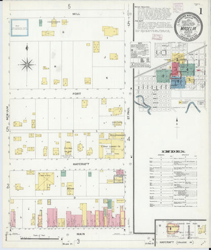 Sanborn Fire Insurance Map from Madelia, Watonwan County, Minnesota (1908), Sheet #0001 - Complete Map Set gallery image, historic Sanborn map, vintage wall art, Minnesota Minnesota