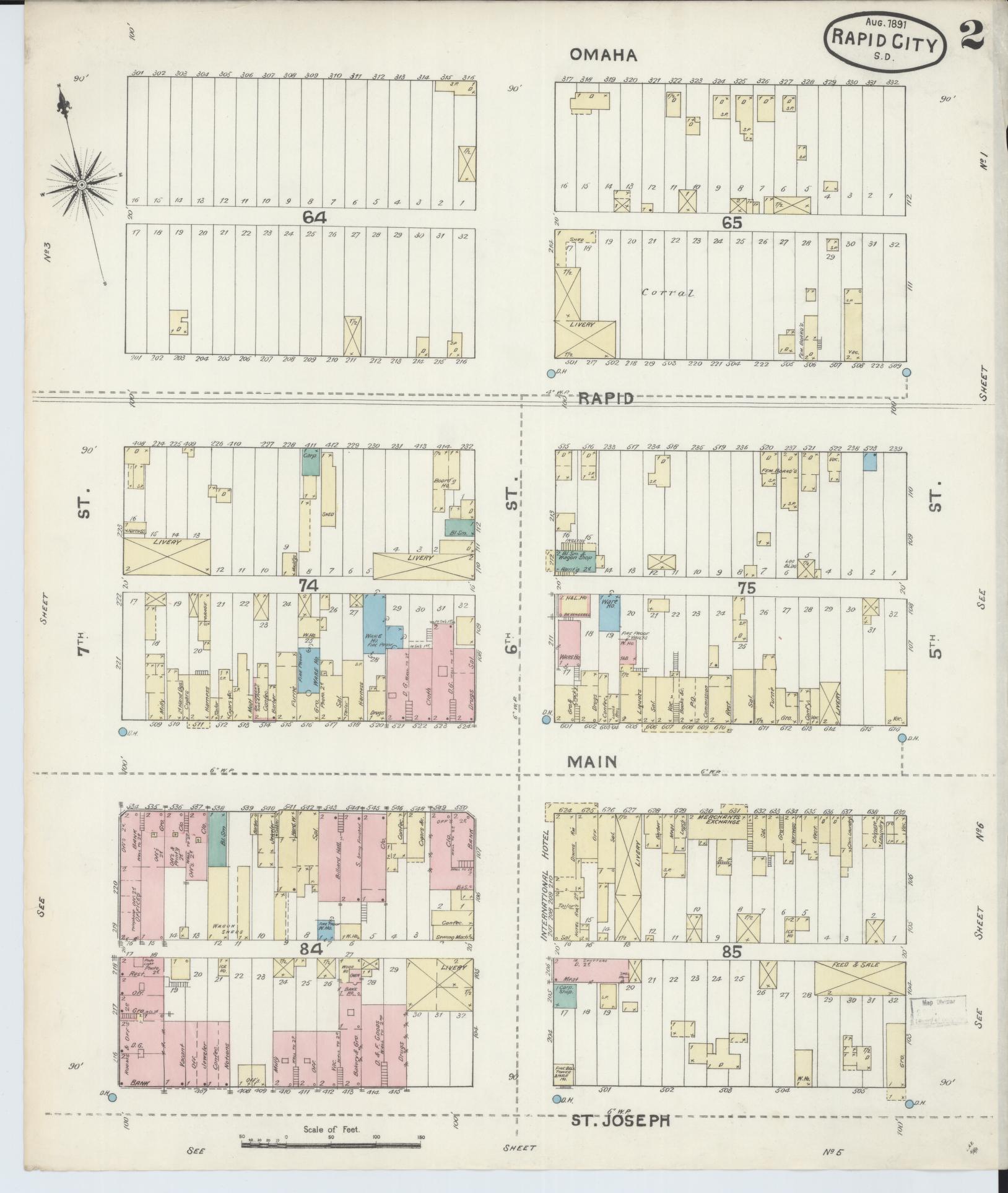Sanborn Fire Insurance Map from Rapid City, Pennington County, South Dakota (1891), Sheet #0002 - Complete Map Set gallery image, historic Sanborn map, vintage wall art, South Dakota South Dakota