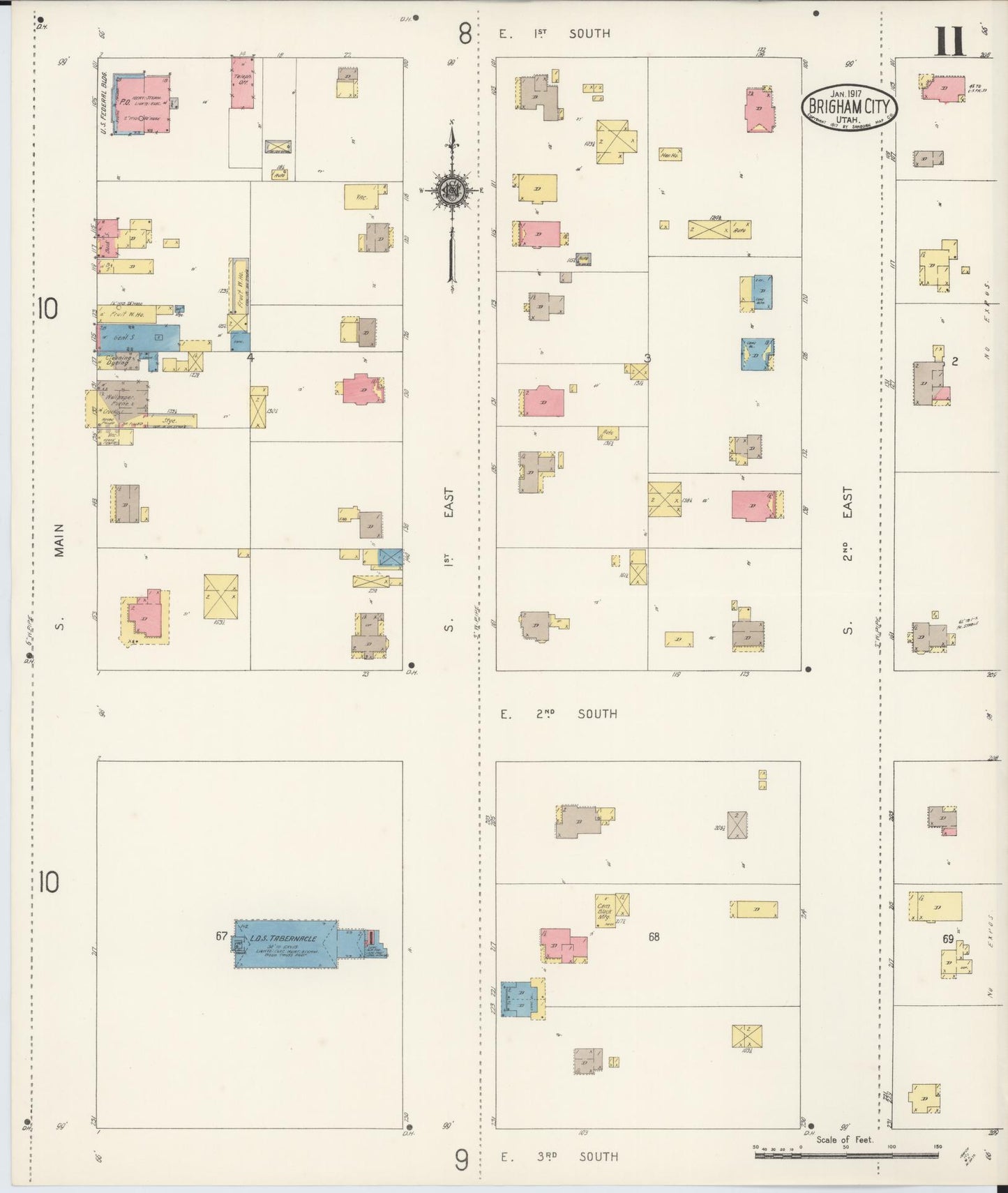 Sanborn Fire Insurance Map from Brigham City, Box Elder County, Utah (1917), Sheet #0011 - Complete Map Set gallery image, historic Sanborn map, vintage wall art, Utah Utah