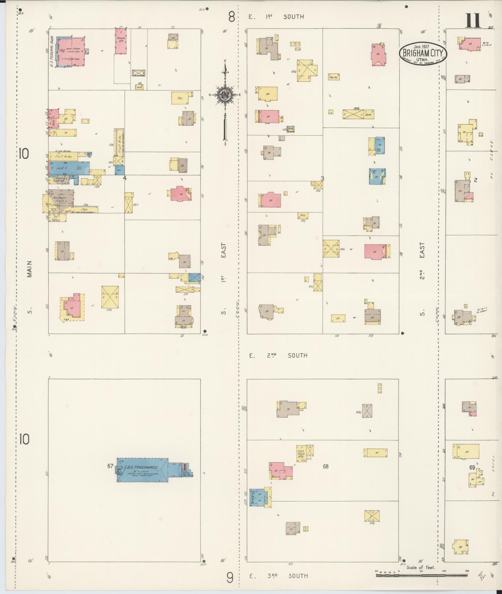 Sanborn Fire Insurance Map from Brigham City, Box Elder County, Utah (1917), Sheet #0011 - Complete Map Set gallery image, historic Sanborn map, vintage wall art, Utah Utah
