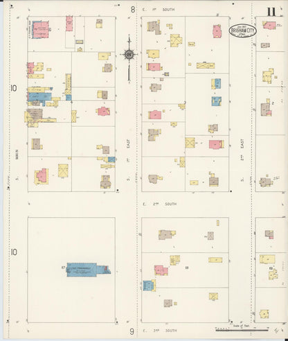 Sanborn Fire Insurance Map from Brigham City, Box Elder County, Utah (1917), Sheet #0011 - Complete Map Set gallery image, historic Sanborn map, vintage wall art, Utah Utah