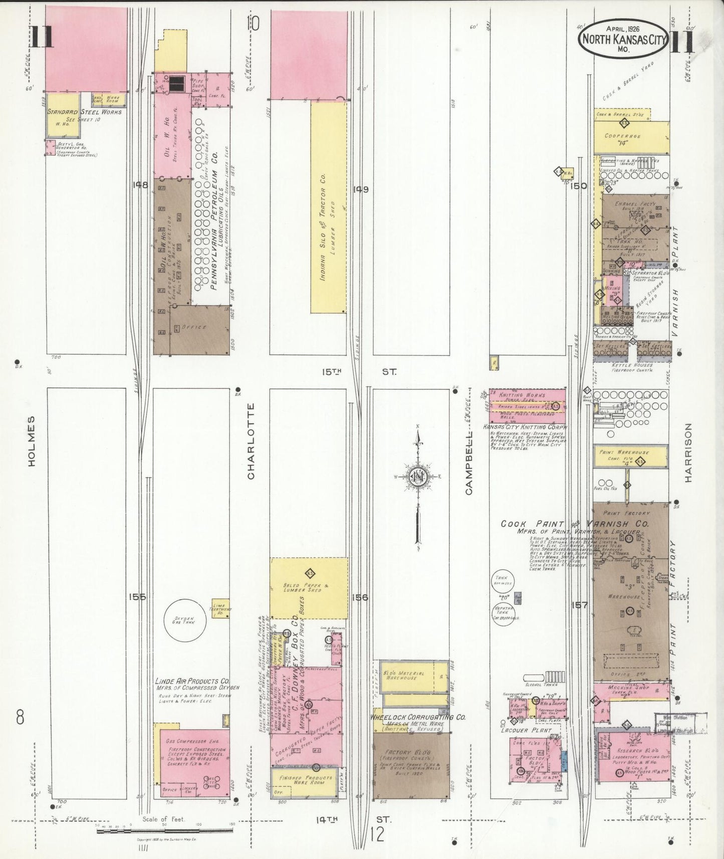 Sanborn Fire Insurance Map from North Kansas City, Clay County, Missouri (1926), Sheet #0011 - Complete Map Set gallery image, historic Sanborn map, vintage wall art, Kansas Kansas