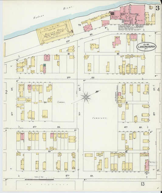 Sanborn Fire Insurance Map from Lansingburg, Rensselaer County, New York (1897), Sheet #0003 - Historic Sanborn Fire Insurance Map Print, vintage old map wall art, antique decor, genealogy gift, New York New York map