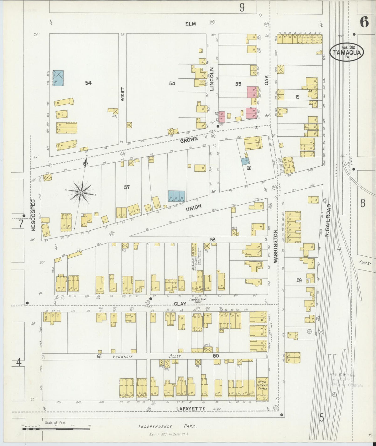 Sanborn Fire Insurance Map from Tamaqua, Schuylkill County, Pennsylvania (1902), Sheet #0006 - Historic Sanborn Fire Insurance Map Print, vintage old map wall art, antique decor, genealogy gift, Pennsylvania Pennsylvania map