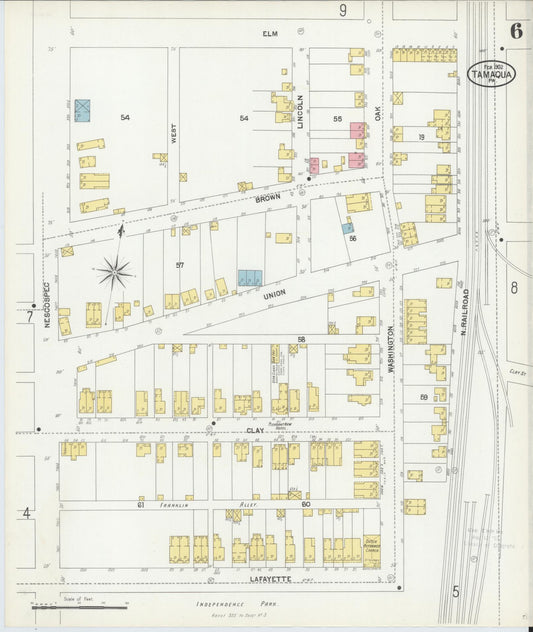 Sanborn Fire Insurance Map from Tamaqua, Schuylkill County, Pennsylvania (1902), Sheet #0006 - Historic Sanborn Fire Insurance Map Print, vintage old map wall art, antique decor, genealogy gift, Pennsylvania Pennsylvania map