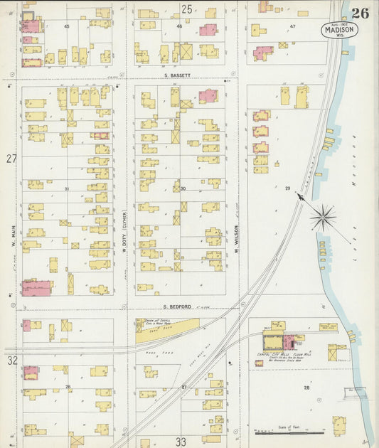 Sanborn Fire Insurance Map from Madison, Dane County, Wisconsin (1902), Sheet #0026 - Historic Sanborn Fire Insurance Map Print, vintage old map wall art, antique decor, genealogy gift, Wisconsin Wisconsin map