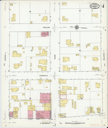 Sanborn Fire Insurance Map from Summit, Pike County, Mississippi (1918), Sheet #0004 - Complete Map Set gallery image, historic Sanborn map, vintage wall art, Mississippi Mississippi