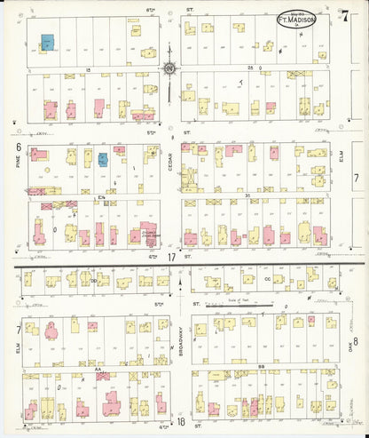 Sanborn Fire Insurance Map from Fort Madison, Lee County, Iowa (1913), Sheet #0007 - Historic Sanborn Fire Insurance Map Print
