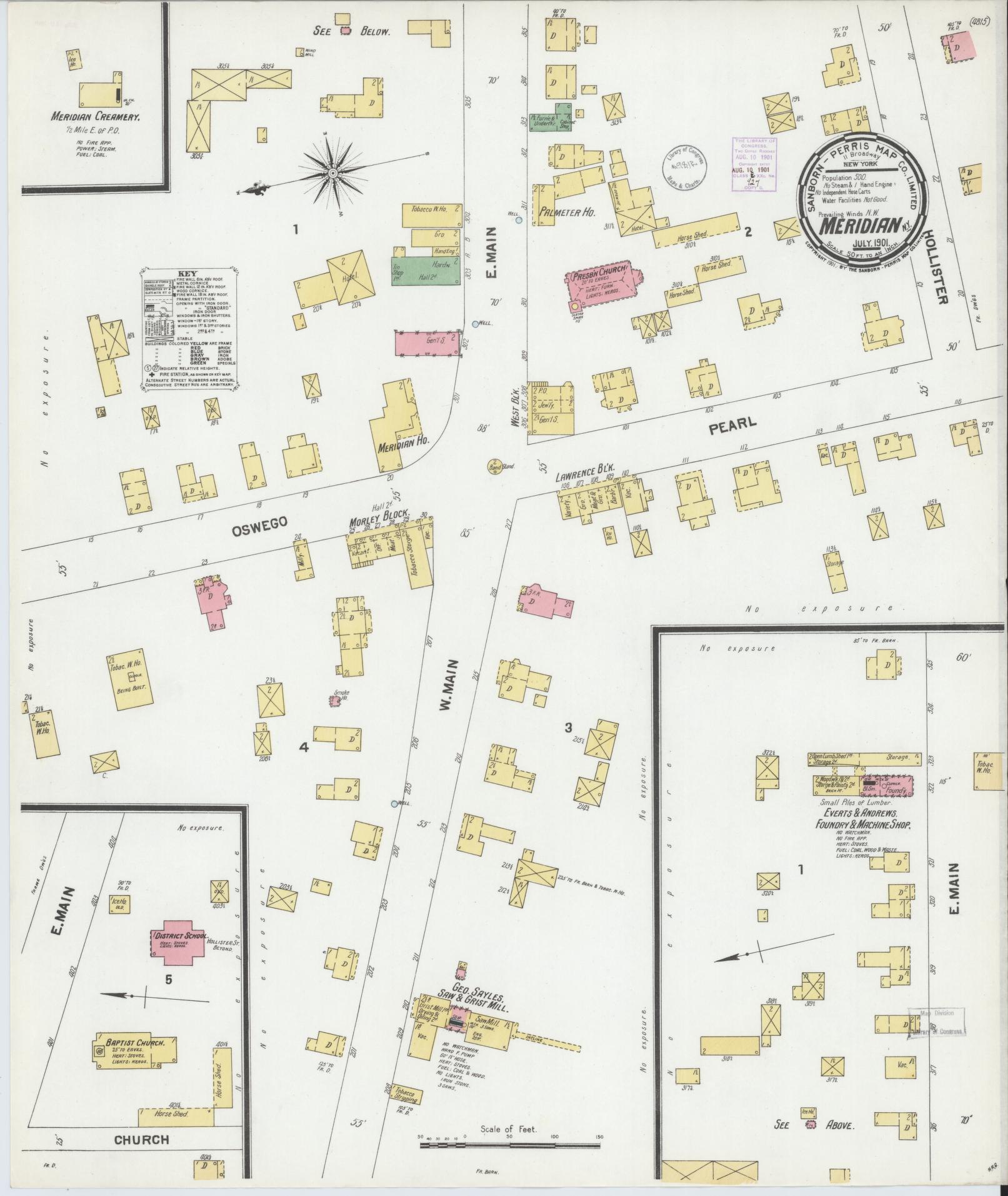 Sanborn Fire Insurance Map from Meridian, Cayuga County, New York. (1901) – Historic Sanborn Fire Insurance Map Print