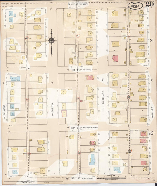Sanborn Fire Insurance Map from Burley, Cassia County, Idaho (1949), Sheet #0020 - Historic Sanborn Fire Insurance Map Print, vintage old map wall art, antique decor, genealogy gift, Idaho Idaho map