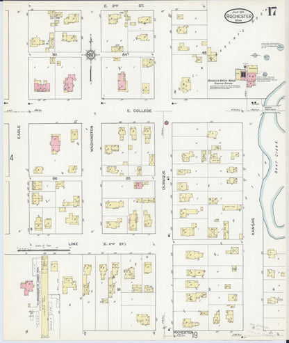 Sanborn Fire Insurance Map from Rochester, Olmsted County, Minnesota (1914), Sheet #0017 - Historic Sanborn Fire Insurance Map Print, vintage old map wall art, antique decor, genealogy gift, Minnesota Minnesota map