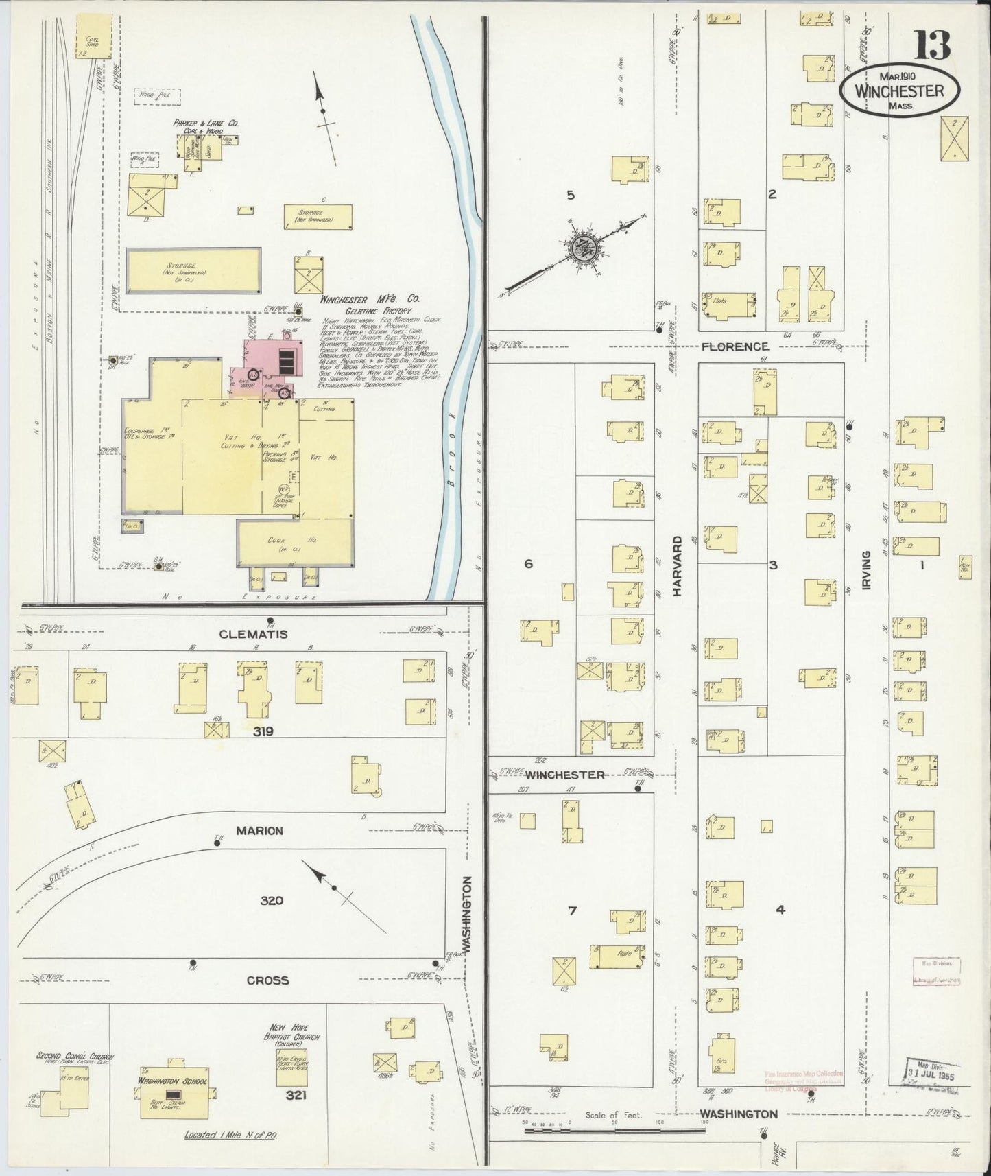 Sanborn Fire Insurance Map from Winchester, Middlesex County, Massachusetts (1910), Sheet #0013 - Complete Map Set gallery image, historic Sanborn map, vintage wall art, Massachusetts Massachusetts