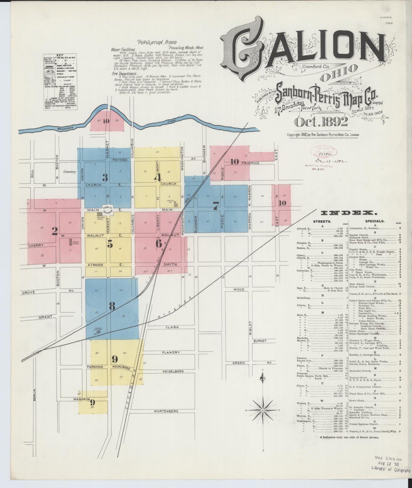 Sanborn Fire Insurance Map from Galion, Crawford County, Ohio (1892), Sheet #0001 - Historic Sanborn Fire Insurance Map Print, vintage old map wall art, antique decor, genealogy gift, Ohio Ohio map