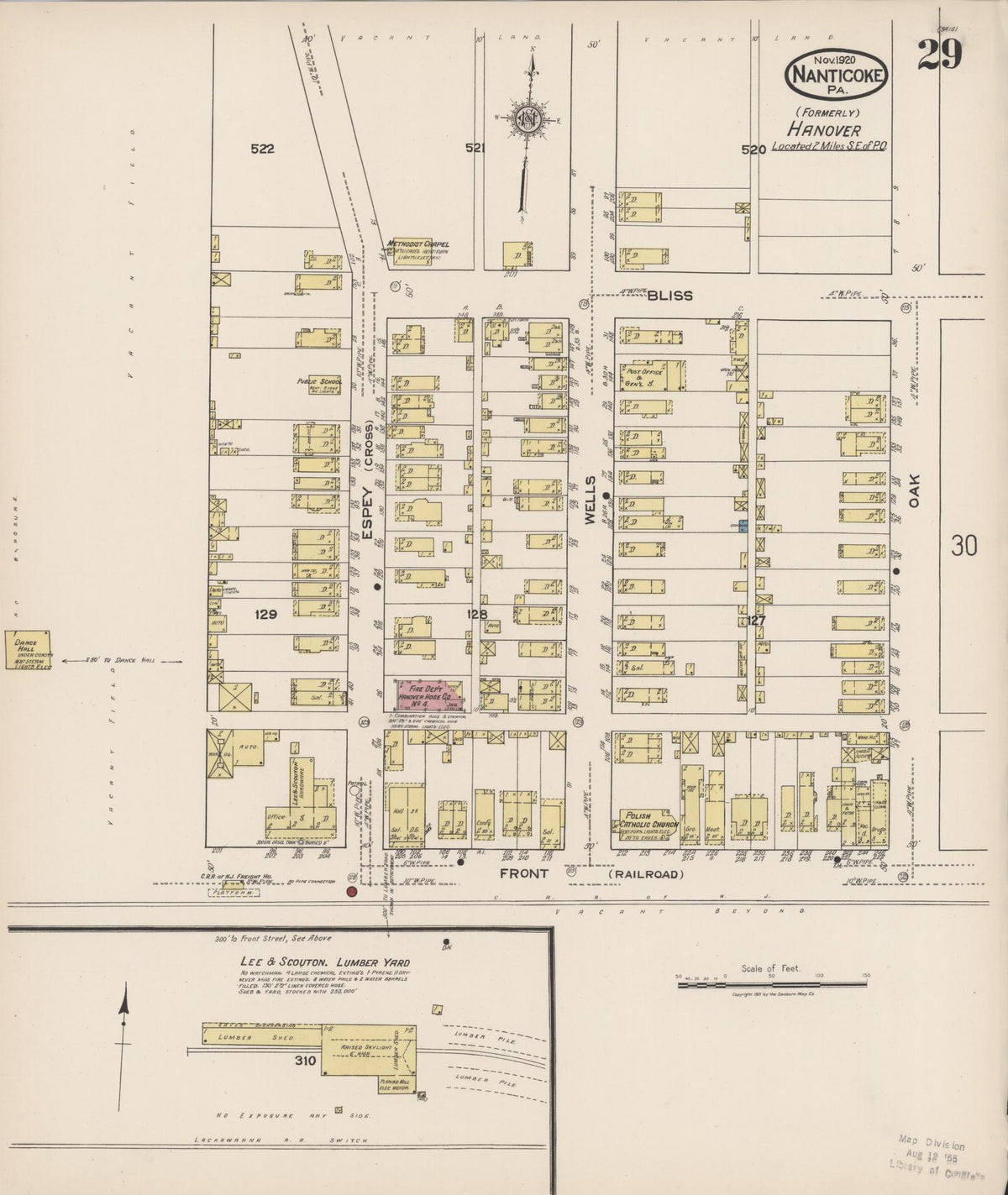 Sanborn Fire Insurance Map from Nanticoke, Luzerne County, Pennsylvania (1920), Sheet #0029 - Historic Sanborn Fire Insurance Map Print, vintage old map wall art, antique decor, genealogy gift, Pennsylvania Pennsylvania map