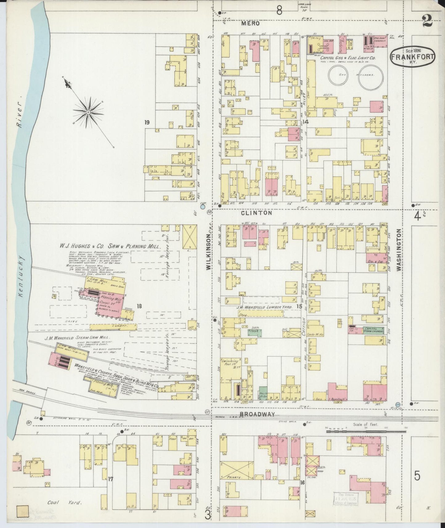Sanborn Fire Insurance Map from Frankfort, Franklin County, Kentucky (1896), Sheet #0002 - Complete Map Set gallery image, historic Sanborn map, vintage wall art, Kentucky Kentucky