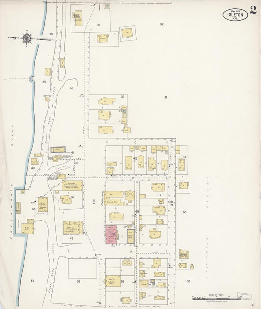 Sanborn Fire Insurance Map from Isleton, Sacramento County, California (1919), Sheet #0002 - Historic Sanborn Fire Insurance Map Print, vintage old map wall art, antique decor, genealogy gift, California California map