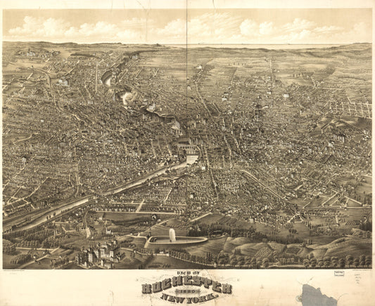 View of Rochester, New York 1880. (1880) – Historic Bird’s-Eye View Panorama Print