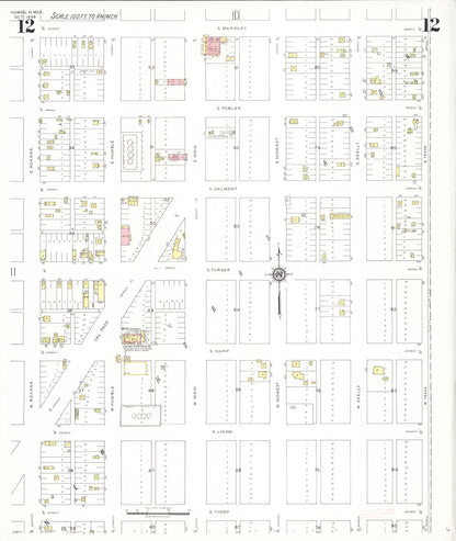 Sanborn Fire Insurance Map from Hobbs, Lea County, New Mexico (1938), Sheet #0012 - Complete Map Set gallery image, historic Sanborn map, vintage wall art, New Mexico New Mexico