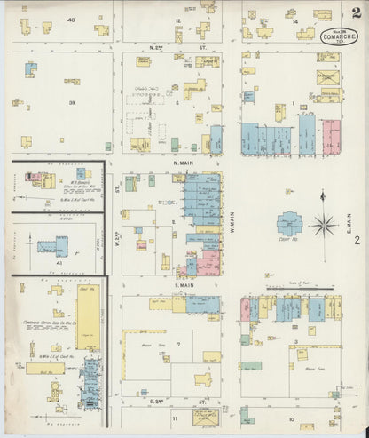 Sanborn Fire Insurance Map from Comanche, Comanche County, Texas (1896), Sheet #0002 - Complete Map Set gallery image, historic Sanborn map, vintage wall art, Texas Texas
