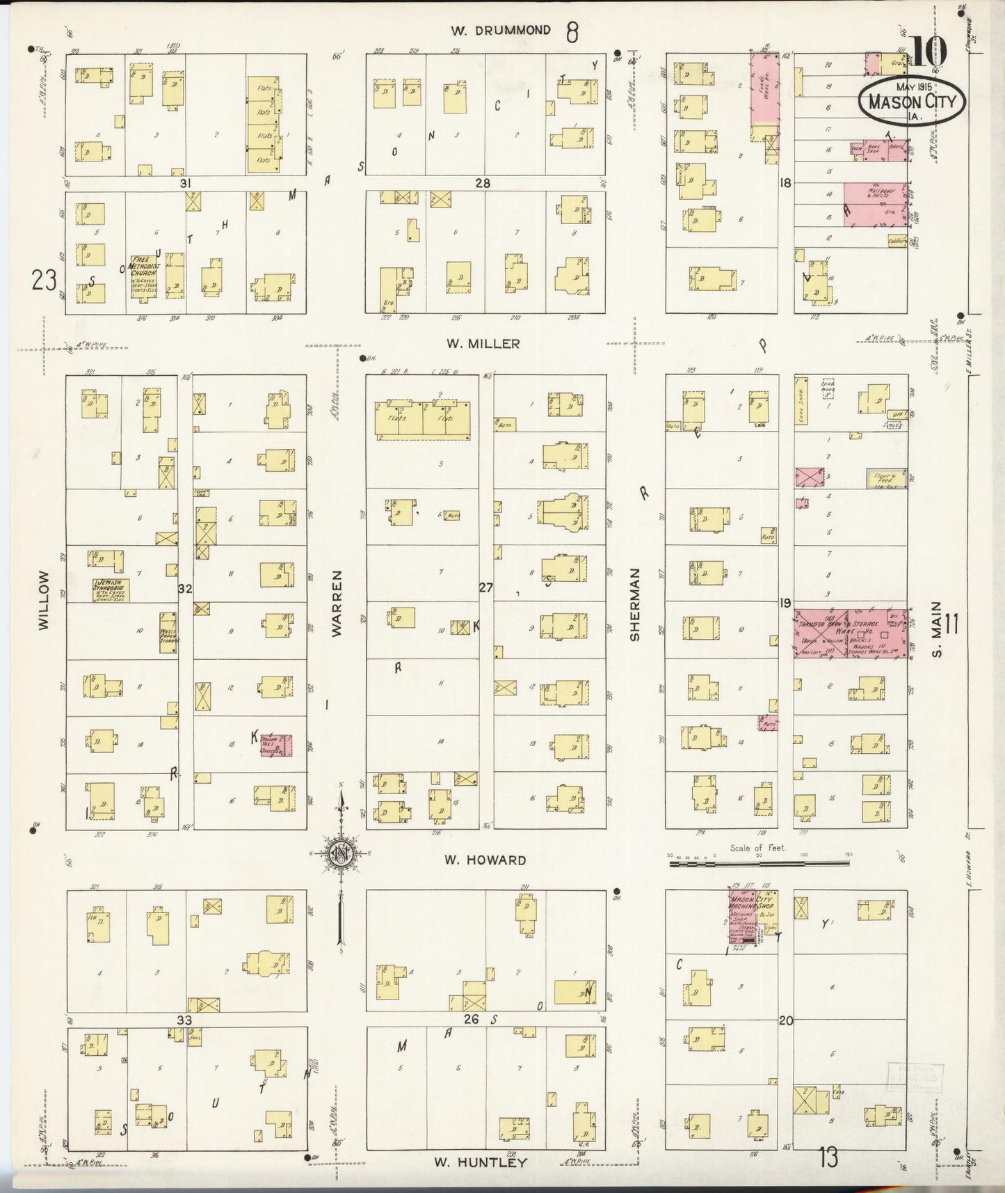 Sanborn Fire Insurance Map from Mason City, Cerro Gordo County, Iowa (1915), Sheet #0010 - Historic Sanborn Fire Insurance Map Print