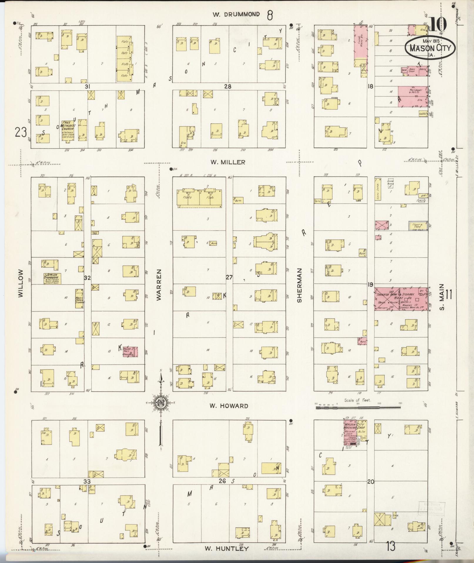 Sanborn Fire Insurance Map from Mason City, Cerro Gordo County, Iowa (1915), Sheet #0010 - Historic Sanborn Fire Insurance Map Print