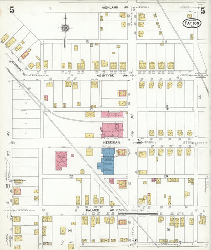 Sanborn Fire Insurance Map from Patton, Cambria County, Pennsylvania (1923), Sheet #0005 - Complete Map Set gallery image, historic Sanborn map, vintage wall art, Pennsylvania Pennsylvania