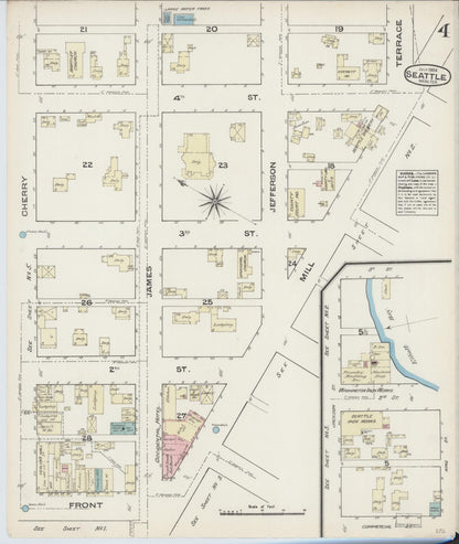 Sanborn Fire Insurance Map from Seattle, King County, Washington (1884), Sheet #0004 - Complete Map Set gallery image, historic Sanborn map, vintage wall art, Washington Washington