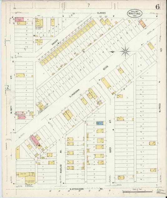 Sanborn Fire Insurance Map from Whiting, Lake County, Indiana (1907), Sheet #0006 - Historic Sanborn Fire Insurance Map Print, vintage old map wall art, antique decor, genealogy gift, Indiana Indiana map
