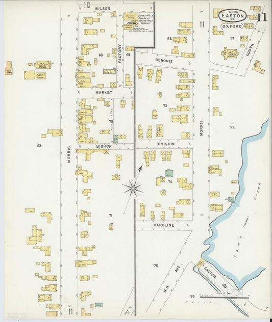 Sanborn Fire Insurance Map from Easton, Talbot County, Maryland (1896), Sheet #0011 - Historic Sanborn Fire Insurance Map Print, vintage old map wall art, antique decor, genealogy gift, Maryland Maryland map