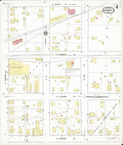 Sanborn Fire Insurance Map from Indianola, Warren County, Iowa (1918), Sheet #0004 - Historic Sanborn Fire Insurance Map Print, vintage old map wall art