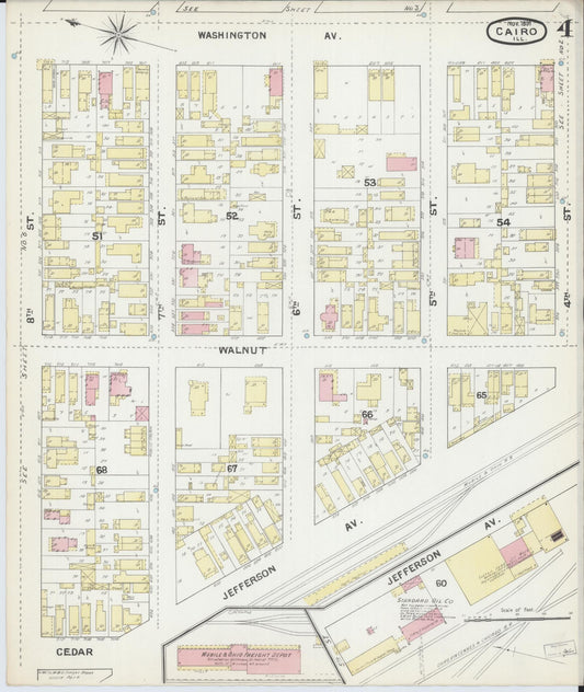 Sanborn Fire Insurance Map from Cairo, Alexander County, Illinois (1891), Sheet #0004 - Historic Sanborn Fire Insurance Map Print, vintage old map wall art, antique decor, genealogy gift, Illinois Illinois map
