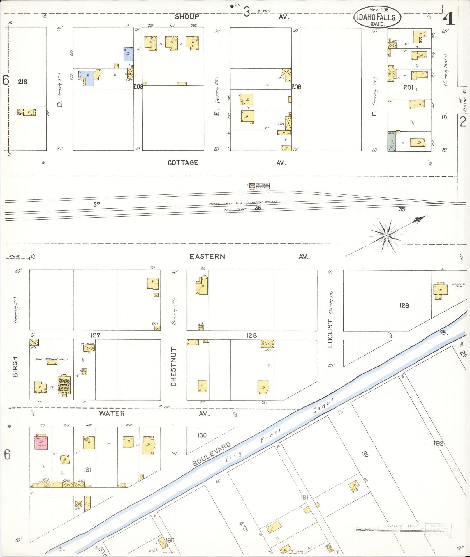 Sanborn Fire Insurance Map from Idaho Falls, Bonneville County, Idaho (1905), Sheet #0004 - Complete Map Set gallery image, historic Sanborn map, vintage wall art, Idaho Idaho