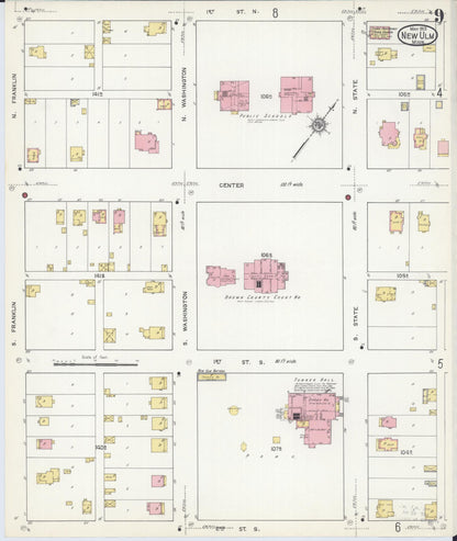Sanborn Fire Insurance Map from New Ulm, Brown County, Minnesota (1913), Sheet #0009 - Complete Map Set gallery image, historic Sanborn map, vintage wall art, Minnesota Minnesota
