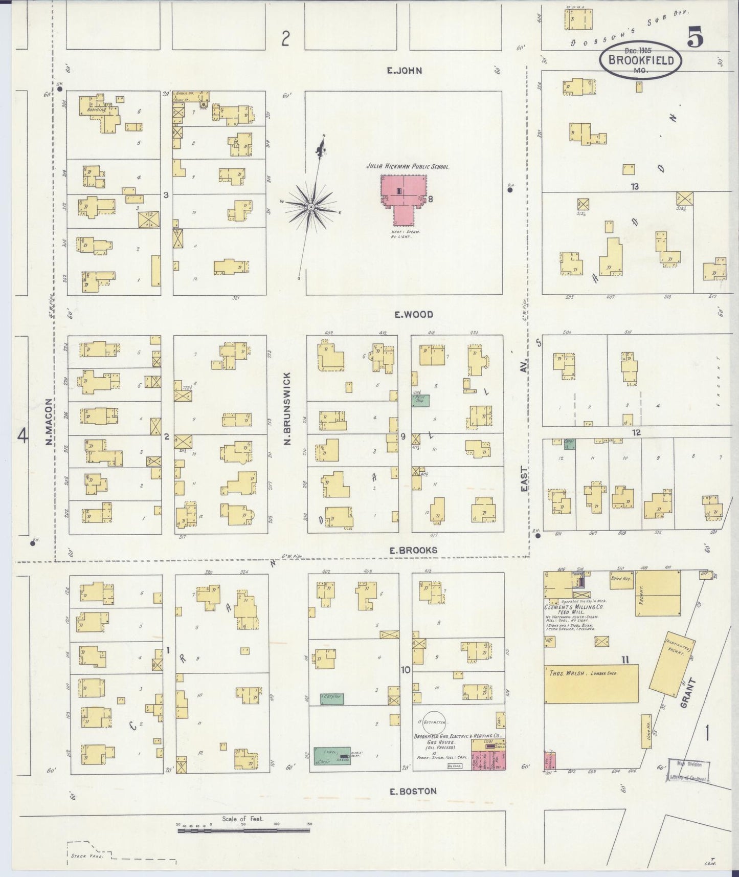 Sanborn Fire Insurance Map from Brookfield, Linn County, Missouri (1905), Sheet #0005 - Complete Map Set gallery image, historic Sanborn map, vintage wall art, Missouri Missouri