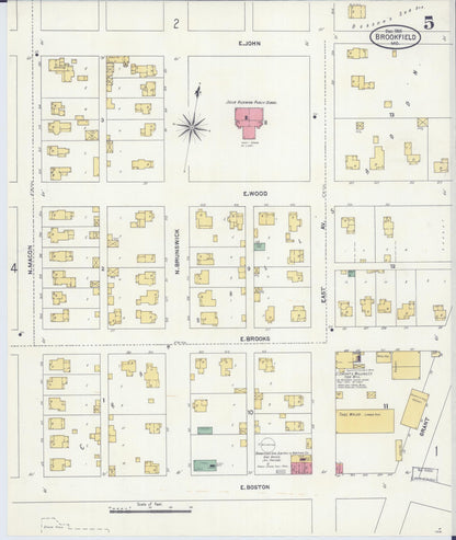 Sanborn Fire Insurance Map from Brookfield, Linn County, Missouri (1905), Sheet #0005 - Complete Map Set gallery image, historic Sanborn map, vintage wall art, Missouri Missouri