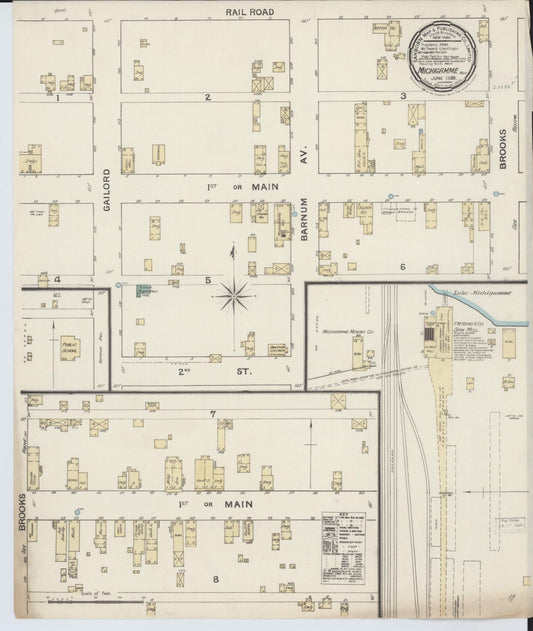 Sanborn Fire Insurance Map from Michigamme, Marquette County, Michigan (1888), Sheet #0001 - Historic Sanborn Fire Insurance Map Print, vintage old map wall art, antique decor, genealogy gift, Michigan Michigan map