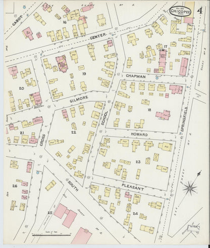 Sanborn Fire Insurance Map from Chicopee, Hampden County, Massachusetts (1891), Sheet #0004 - Complete Map Set gallery image, historic Sanborn map, vintage wall art, Massachusetts Massachusetts