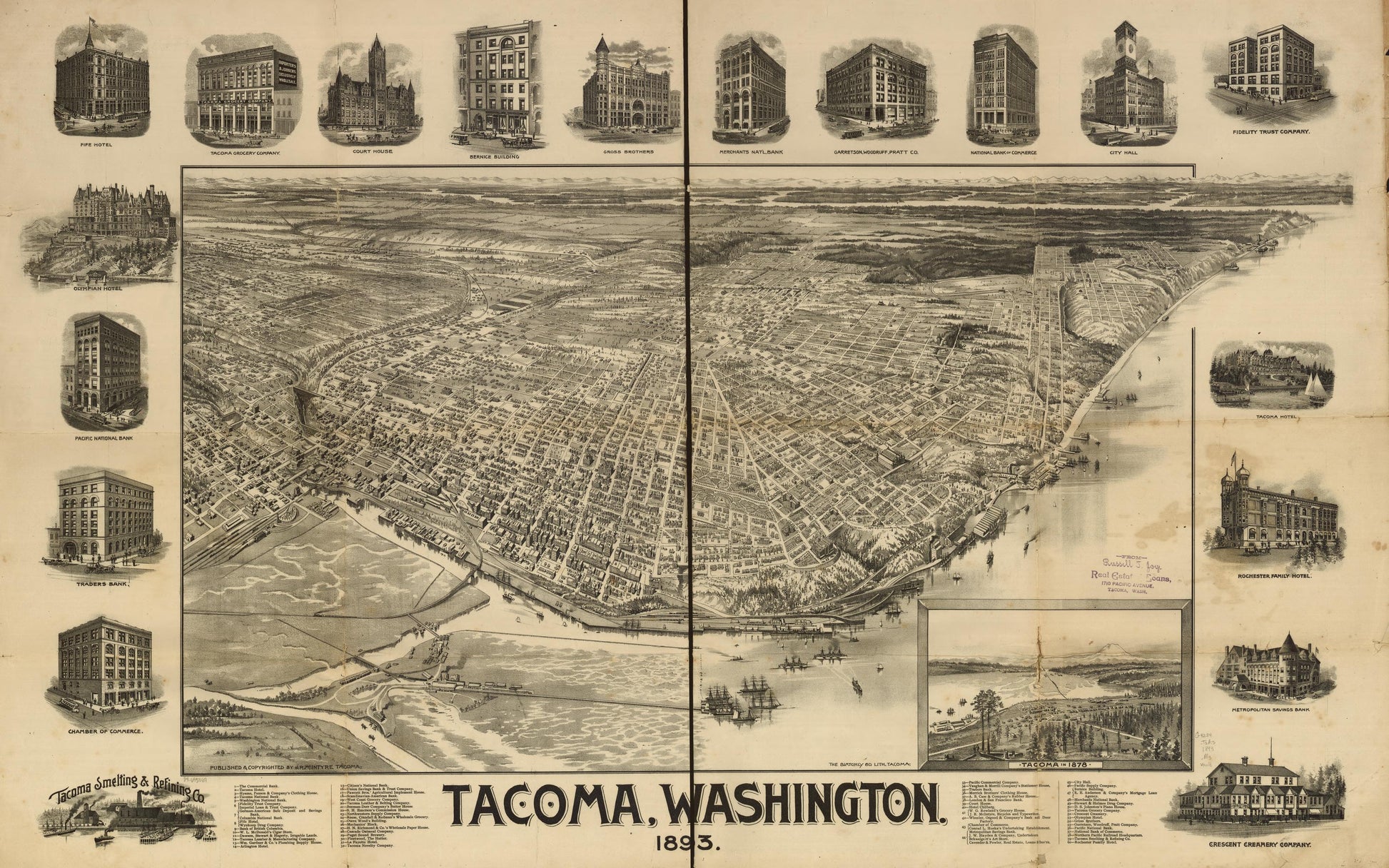 Tacoma, Washington (1893) – Historic Bird’s-Eye View Panorama Print