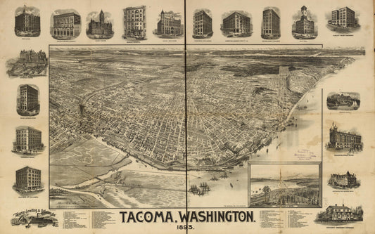 Tacoma, Washington (1893) – Historic Bird’s-Eye View Panorama Print