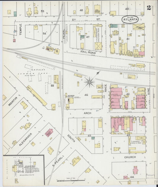 Sanborn Fire Insurance Map from Atlanta, Logan County, Illinois (1892), Sheet #0002 - Historic Sanborn Fire Insurance Map Print, vintage old map wall art, antique decor, genealogy gift, Illinois Illinois map