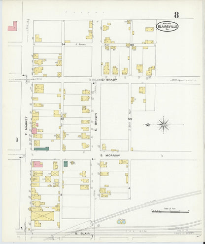 Sanborn Fire Insurance Map from Blairsville, Indiana County, Pennsylvania (1909), Sheet #0008 - Complete Map Set gallery image, historic Sanborn map, vintage wall art, Pennsylvania Pennsylvania