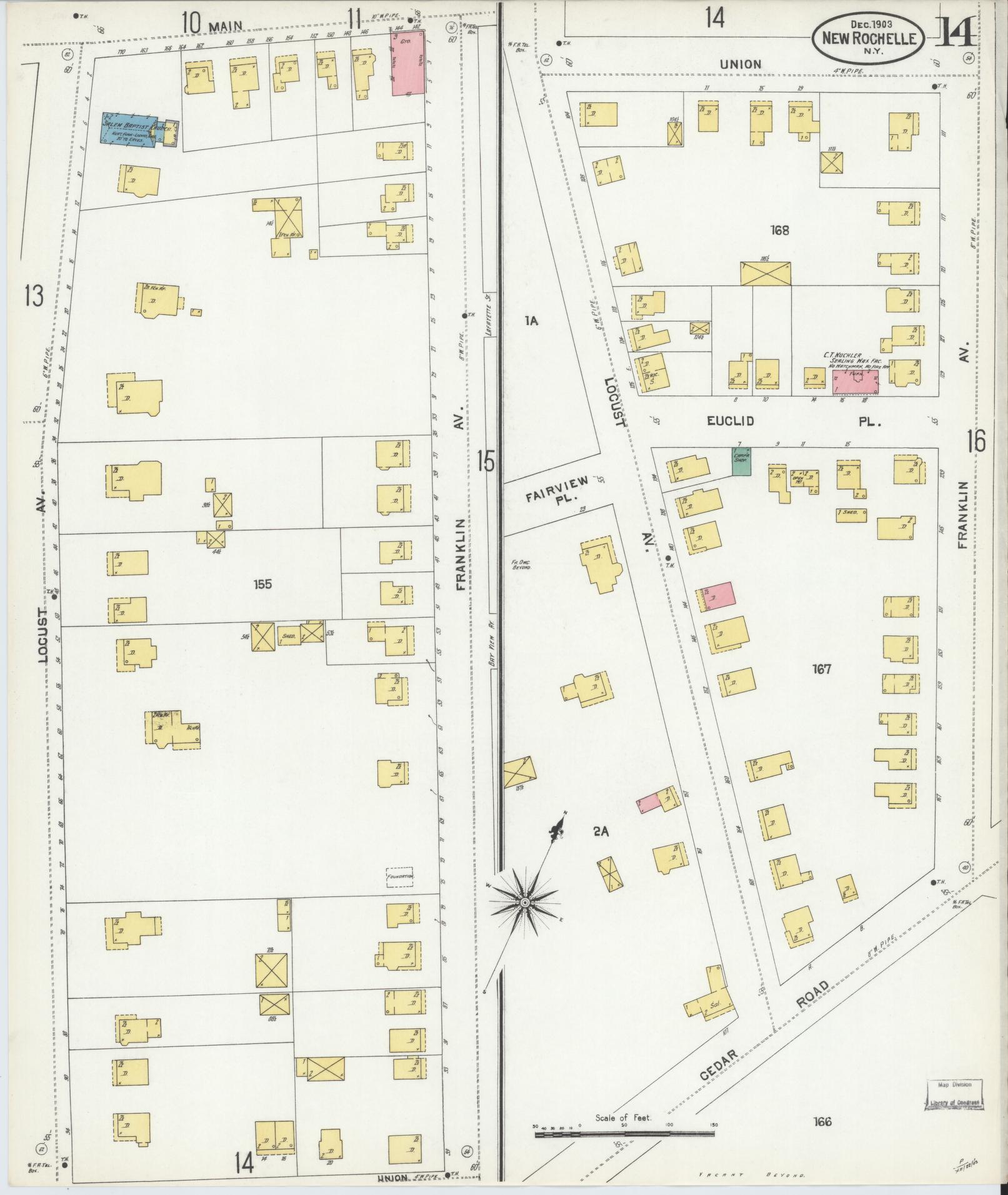 Sanborn Fire Insurance Map from New Rochelle, Westchester County, New York (1903), Sheet #0014 - Complete Map Set gallery image, historic Sanborn map, vintage wall art, New York New York