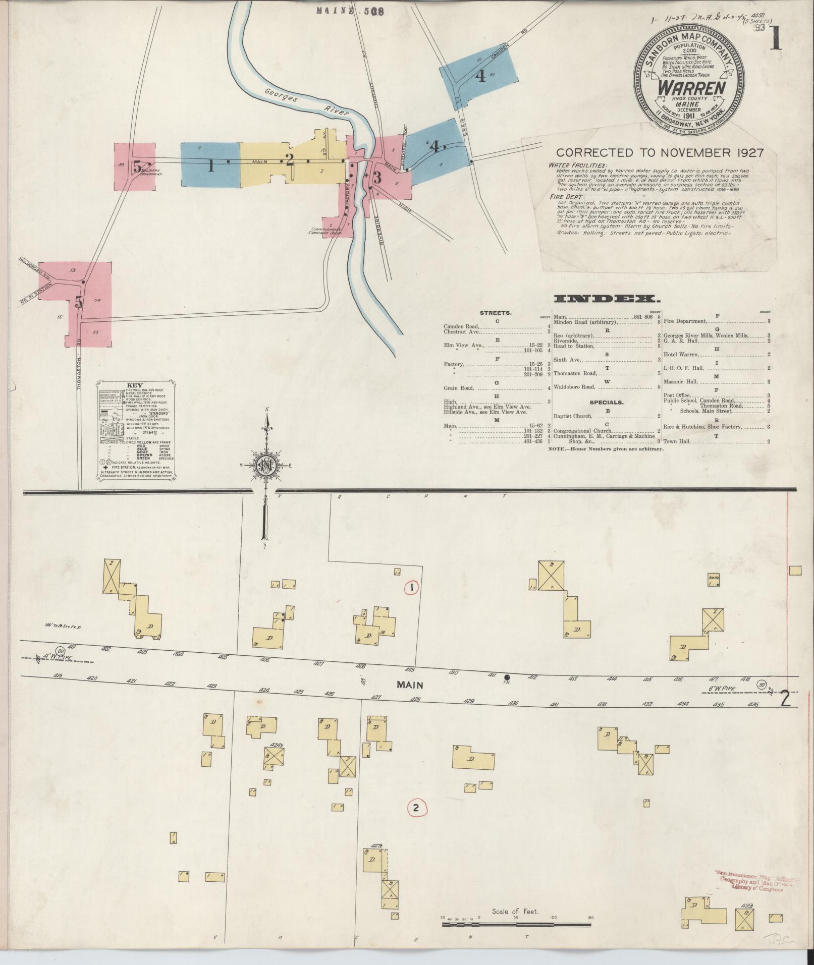 Sanborn Fire Insurance Map from Warren, Knox County, Maine. (1927) – Historic Sanborn Fire Insurance Map Print