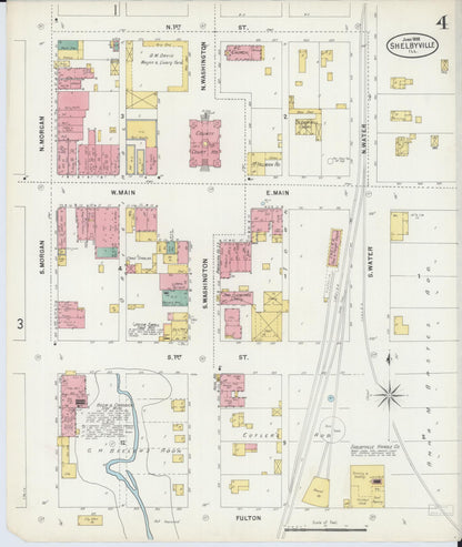 Sanborn Fire Insurance Map from Shelbyville, Shelby County, Illinois (1898), Sheet #0004 - Complete Map Set gallery image, historic Sanborn map, vintage wall art, Illinois Illinois