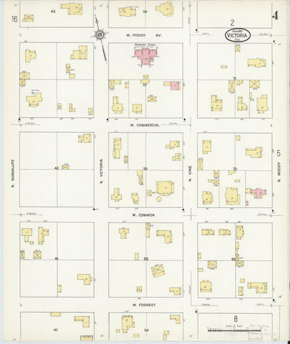 Sanborn Fire Insurance Map from Victoria, Victoria County, Texas (1912), Sheet #0004 - Complete Map Set gallery image, historic Sanborn map, vintage wall art, Texas Texas