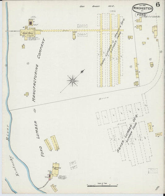 Sanborn Fire Insurance Map from Winchester, Clark County, Kentucky (1890), Sheet #0006 - Historic Sanborn Fire Insurance Map Print, vintage old map wall art, antique decor, genealogy gift, Kentucky Kentucky map