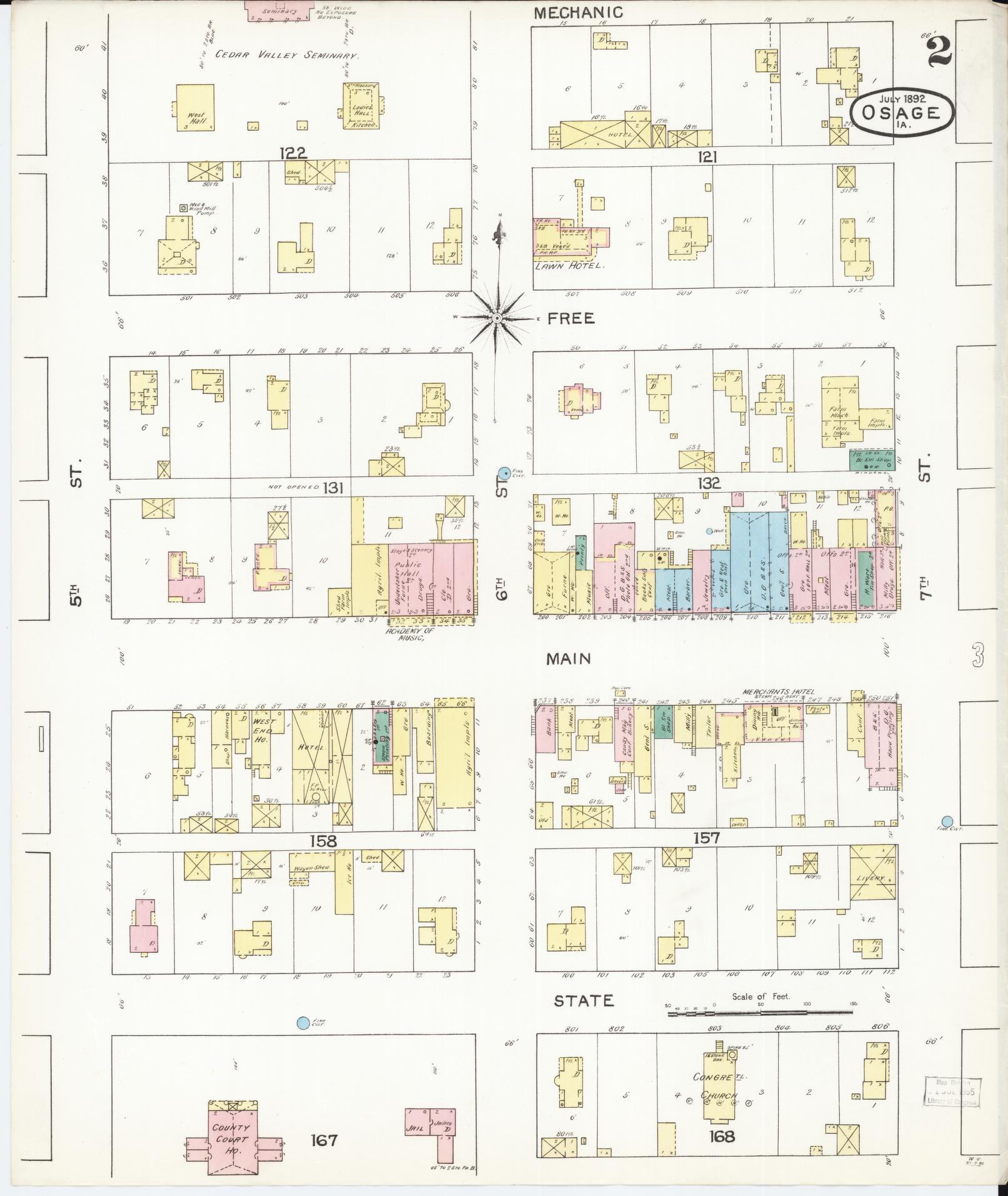 Sanborn Fire Insurance Map from Osage, Mitchell County, Iowa (1892), Sheet #0002 - Historic Sanborn Fire Insurance Map Print